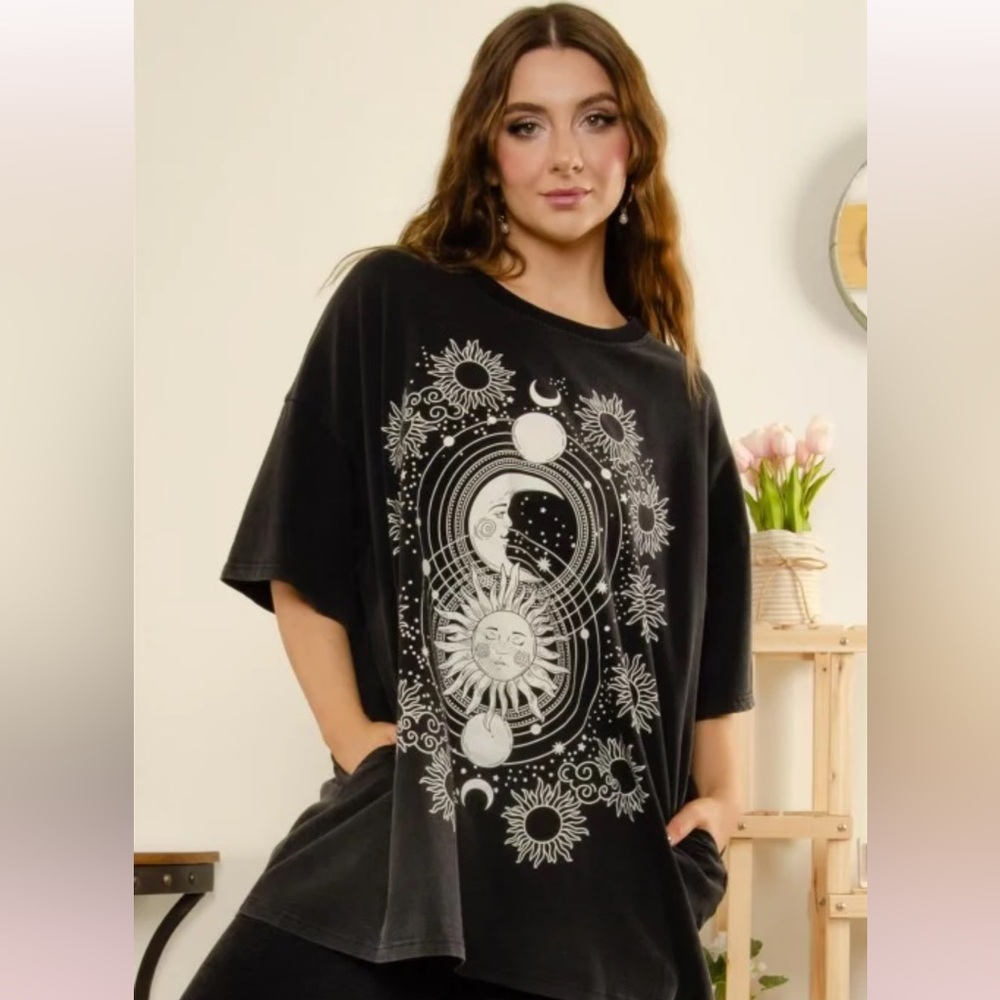 Blue‎ Velvet Sun and Moon Celestial T-Shirt Dress Size Small Medium NWT